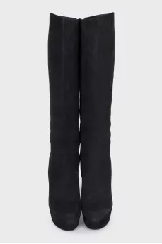 Black suede boots