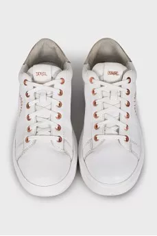 White leather sneakers with brand logo