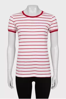 Straight-cut striped T-shirt