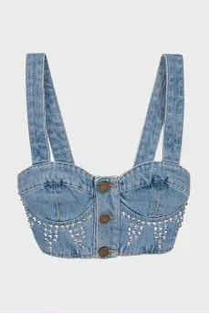Denim top with rhinestones