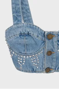 Denim top with rhinestones