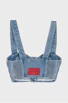 Denim top with rhinestones