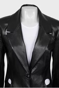 Eco-leather jacket with cutouts