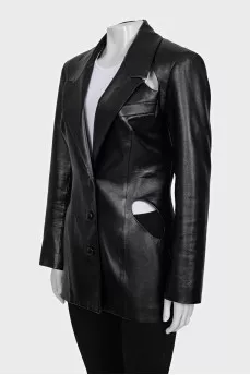 Eco-leather jacket with cutouts