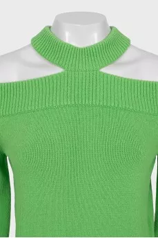 Wool sweater with cutout shoulders