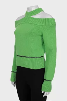 Wool sweater with cutout shoulders