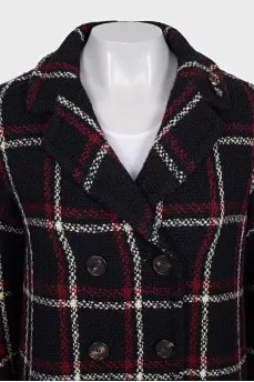 Double-breasted straight-cut wool coat