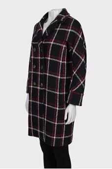 Double-breasted straight-cut wool coat