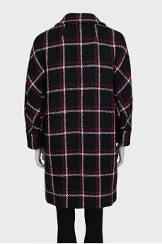 Double-breasted straight-cut wool coat