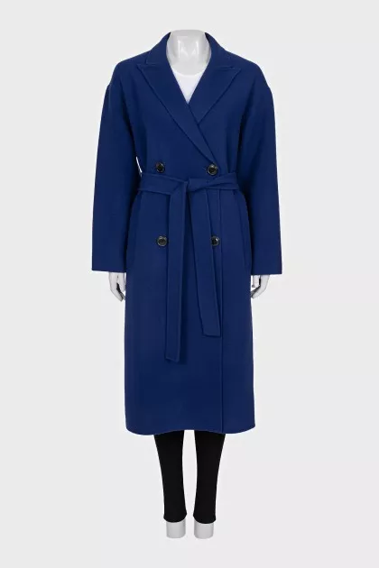 Double-breasted coat in blue