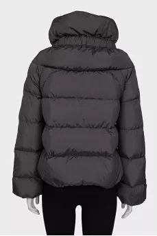 Gray down jacket with a high collar