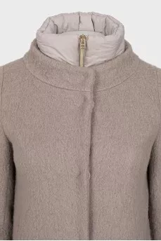 Beige coat with detachable elements