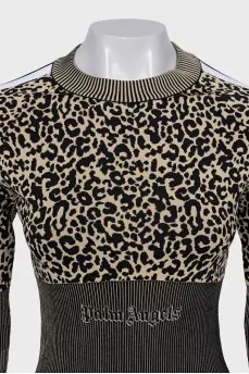 Fitted dress in animal print with tag