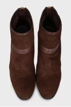 Brown suede and leather ankle boots