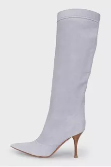Light blue suede boots