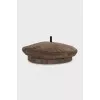Corduroy beret with embroidered logo