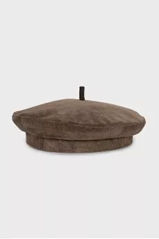 Corduroy beret with embroidered logo