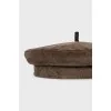 Corduroy beret with embroidered logo