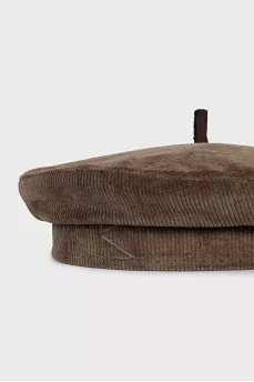 Corduroy beret with embroidered logo