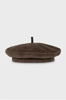 Corduroy beret with embroidered logo