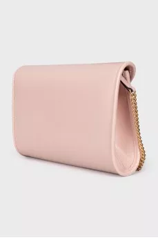 Pink leather bag with chain
