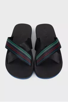 Men's black flip-flops