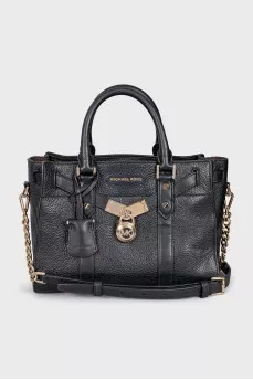 Black tote bag with signature lock