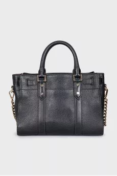 Black tote bag with signature lock