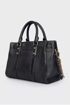 Black tote bag with signature lock