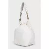 White leather drawstring bucket bag