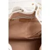 White leather drawstring bucket bag