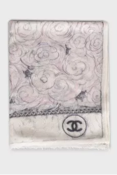 Cashmere scarf with logo print