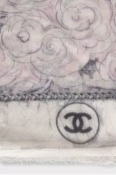 Cashmere scarf with logo print