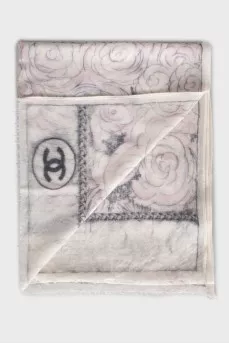 Cashmere scarf with logo print
