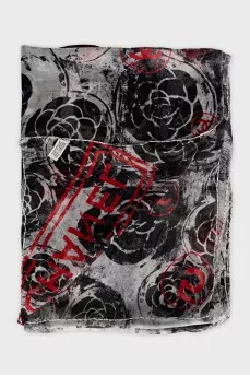 Silk scarf with contrasting print