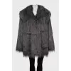 Straight cut fur coat with long pile