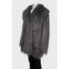 Straight cut fur coat with long pile