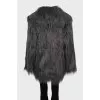Straight cut fur coat with long pile