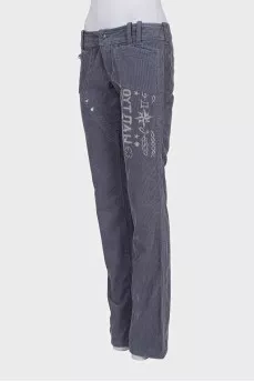 Corduroy jeans with eyelets