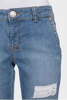 Ripped straight-leg jeans