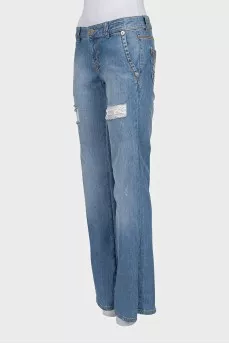 Ripped straight-leg jeans