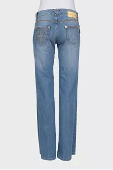 Ripped straight-leg jeans