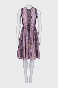 Lace dress with a pleated skirt