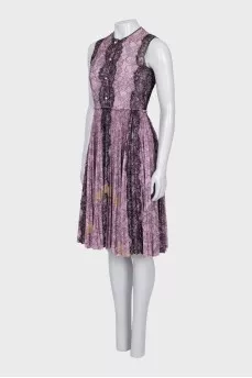 Lace dress with a pleated skirt
