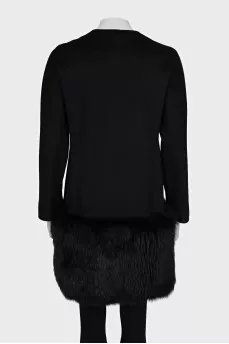 Wool coat decorated with fur