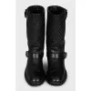 Quilted leather boots with straps