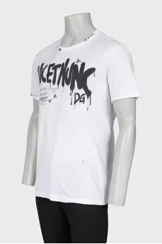 Men's white printed t-shirt