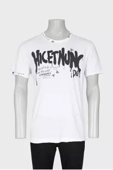 Men's white printed t-shirt