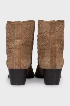Suede Cossack boots with braiding