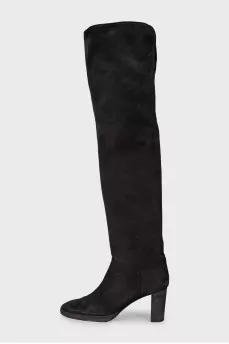 Brown suede heeled boots
